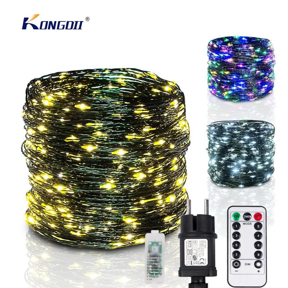 10-200M Outdoor LED Fairy Lights on Green Wire for Christmas & New Year Decor - CHILLSTAR