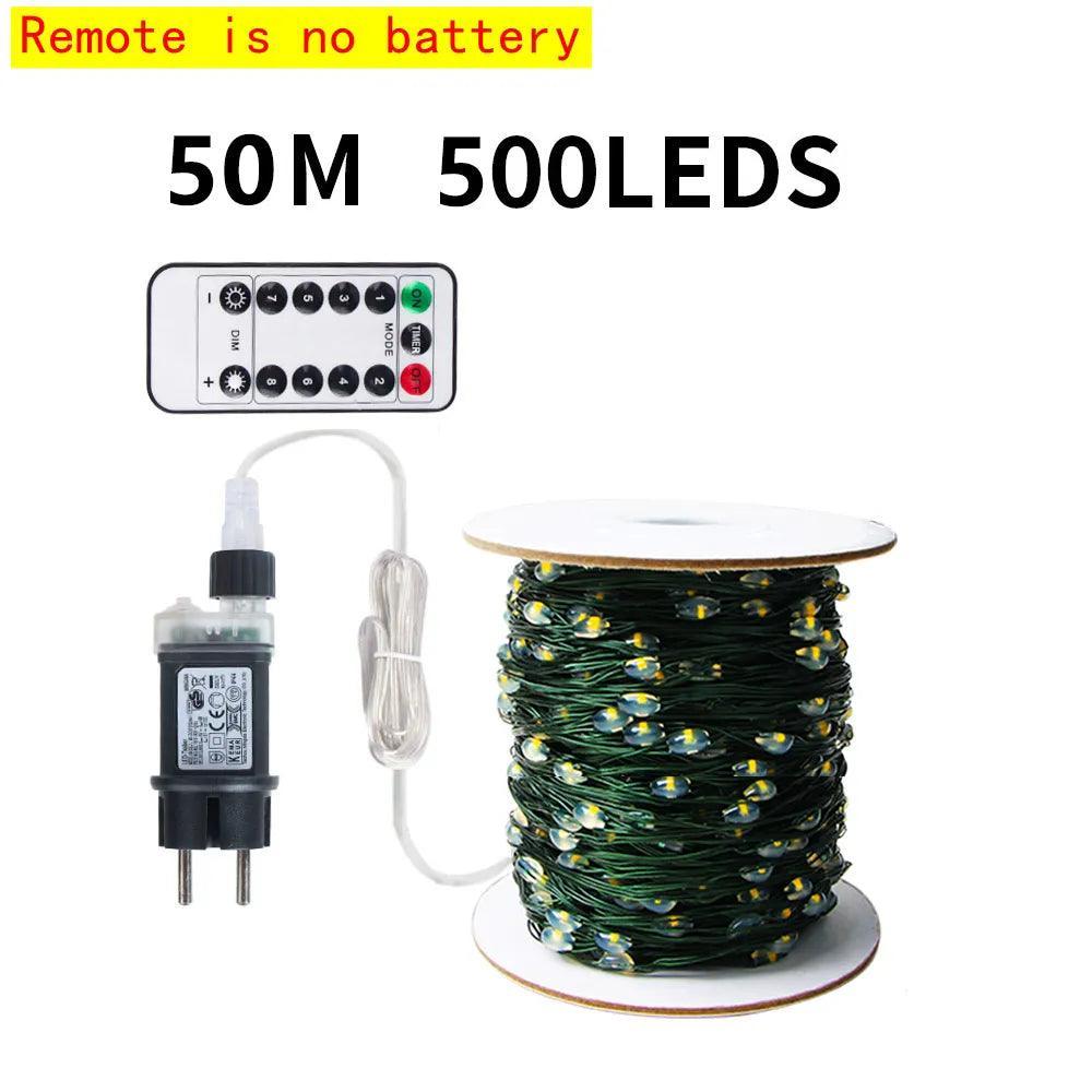 10-200M Outdoor LED Fairy Lights on Green Wire for Christmas & New Year Decor CHILLSTAR