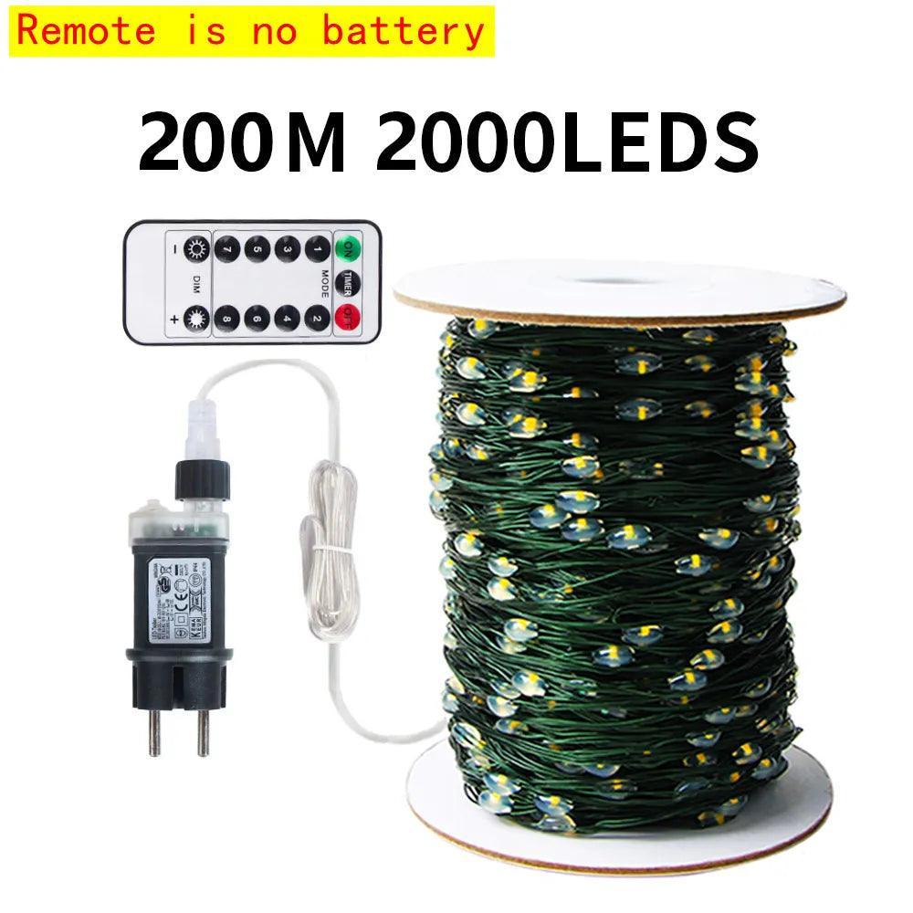 10-200M Outdoor LED Fairy Lights on Green Wire for Christmas & New Year Decor CHILLSTAR