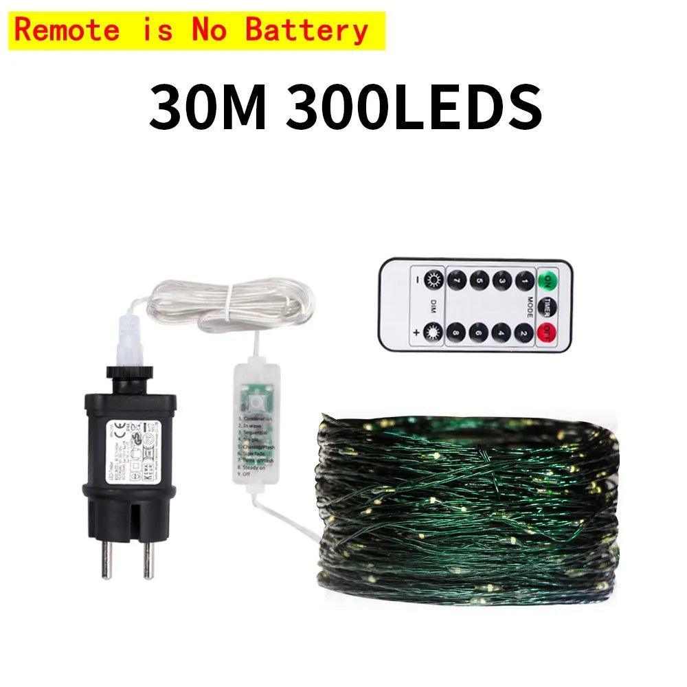 10-200M Outdoor LED Fairy Lights on Green Wire for Christmas & New Year Decor CHILLSTAR