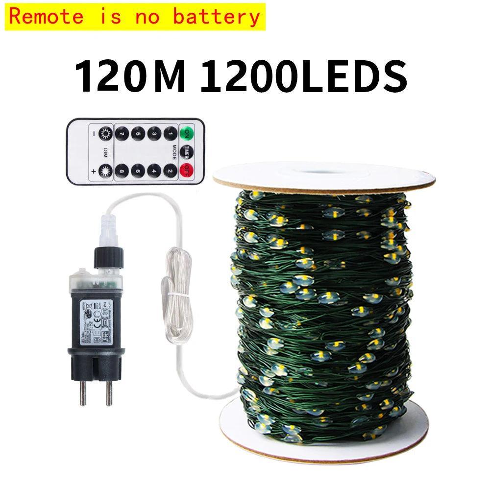 10-200M Outdoor LED Fairy Lights on Green Wire for Christmas & New Year Decor CHILLSTAR