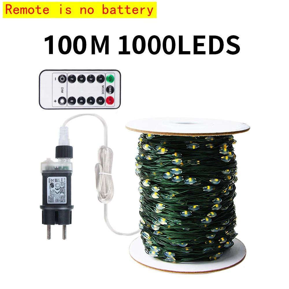 10-200M Outdoor LED Fairy Lights on Green Wire for Christmas & New Year Decor CHILLSTAR