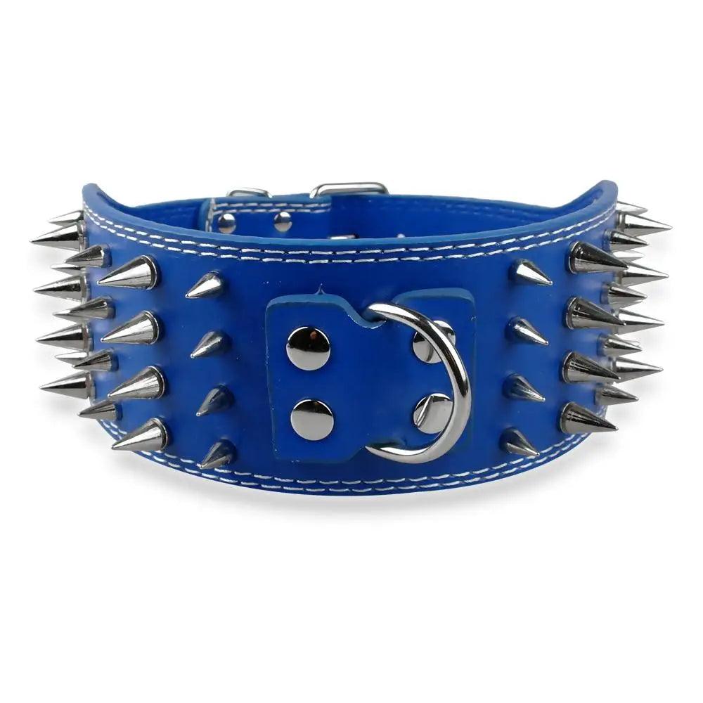 3" Wide Spiked Leather Dog Collar for Large Breeds (Pitbull, Doberman) in M, L, XL Sizes. - CHILLSTAR