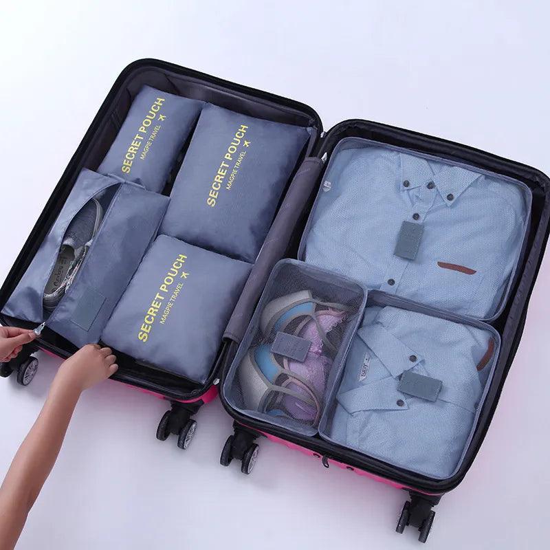 7Pcs Travel Storage Bags for Clothes, Shoes, Digital Cables; Zippered Organizer for Home or Suitcase. CHILLSTAR