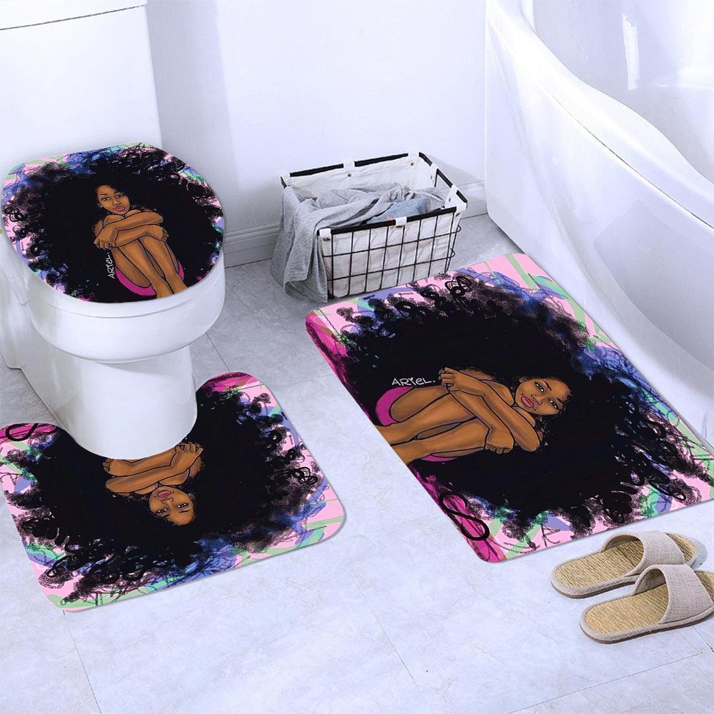 Celebrate Radiance: Waterproof Polyester Shower Curtain Set featuring African American Girl Artistry CHILLSTAR