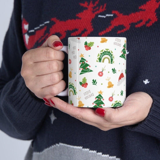 Christmas Tree Ceramic Mug 11 oz., Christmas Mug, Christmas Gift, Merry Christmas Mug, Christmas Party, Christmas Decor, Holiday Coffee Mug, CHILLSTAR