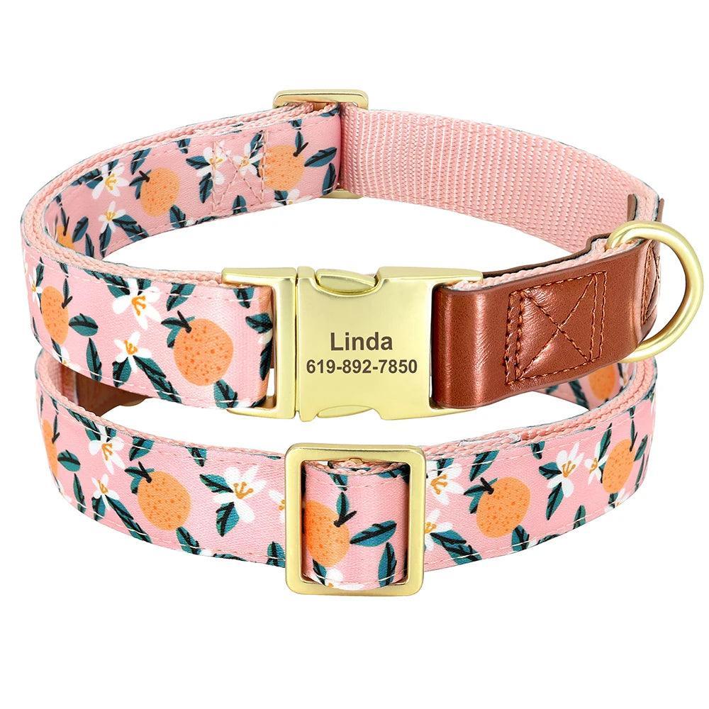 Custom Engraved Flower Dog Collar for Small, Medium, Large Dogs CHILLSTAR