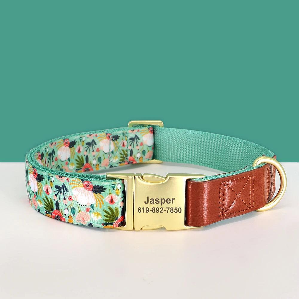 Custom Engraved Flower Dog Collar for Small, Medium, Large Dogs CHILLSTAR