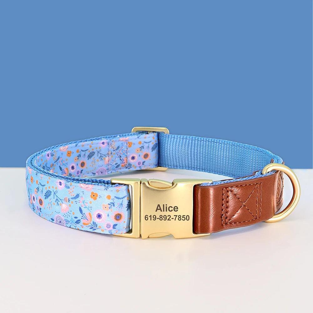 Custom Engraved Flower Dog Collar for Small, Medium, Large Dogs CHILLSTAR