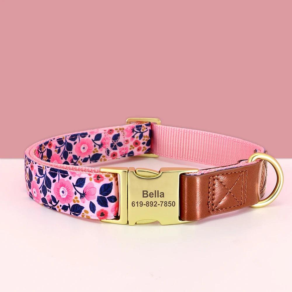 Custom Engraved Flower Dog Collar for Small, Medium, Large Dogs CHILLSTAR