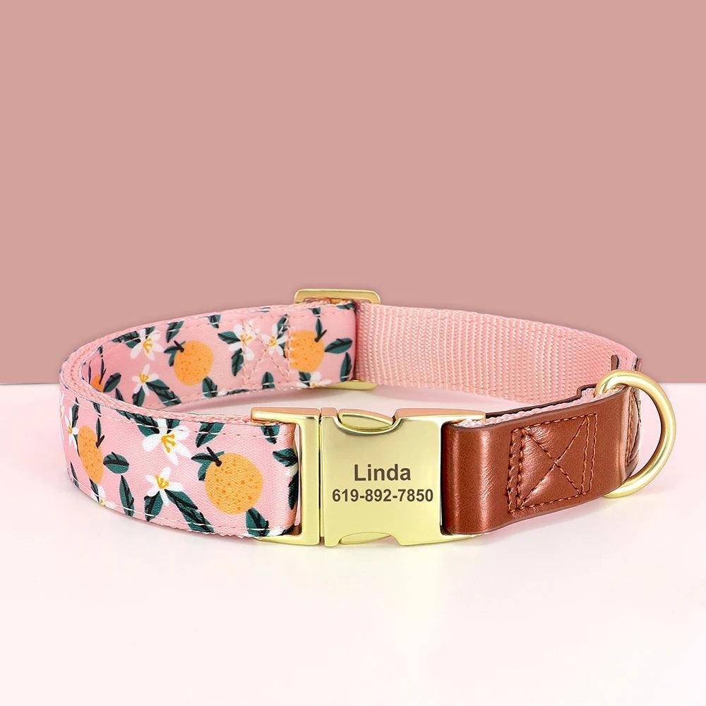 Custom Engraved Flower Dog Collar for Small, Medium, Large Dogs CHILLSTAR