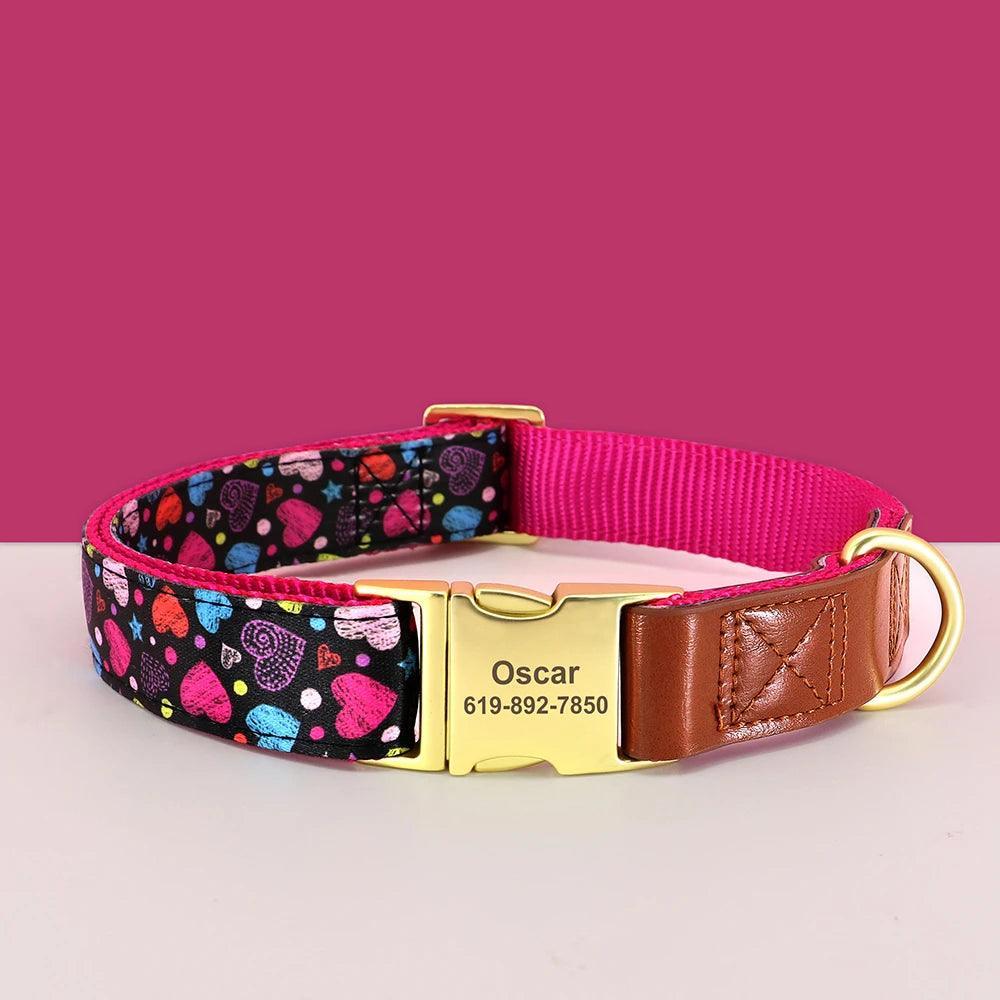 Custom Engraved Flower Dog Collar for Small, Medium, Large Dogs CHILLSTAR