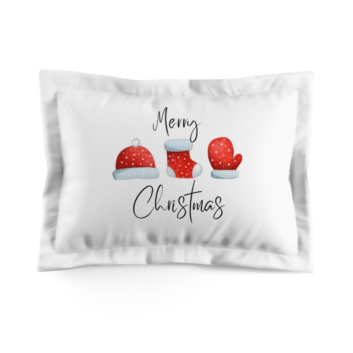 Cute  Merry Christmas Microfiber Bed Pillow Sham-Holiday Decor- King and Standard Size- Envelope Style Pillow Cover- Holiday Bed Pillow Sham CHILLSTAR