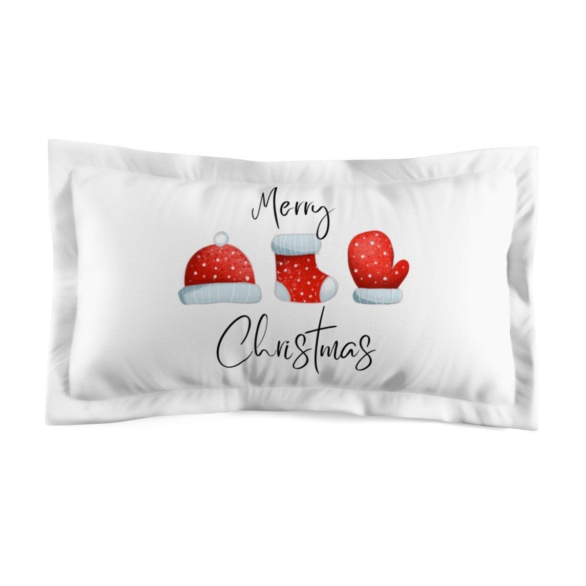 Cute  Merry Christmas Microfiber Bed Pillow Sham-Holiday Decor- King and Standard Size- Envelope Style Pillow Cover- Holiday Bed Pillow Sham CHILLSTAR