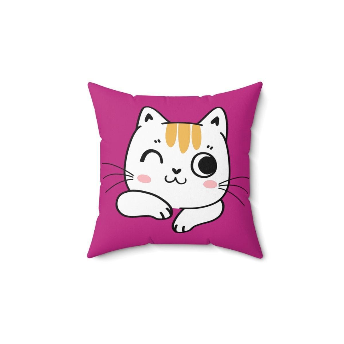 Decorative Pillow:Cute Pink Cat Pillow, Pink Cat Throw Pillow, Kids Room Decor, Girls Decorative Pillow, Fuschia Cat Pillow CHILLSTAR