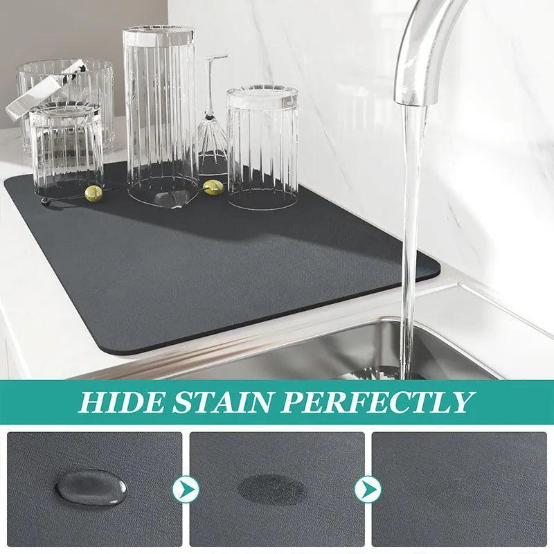 DripGuard Elegance: r Super Absorbent Draining Mat for Kitchen and Bathroom CHILLSTAR