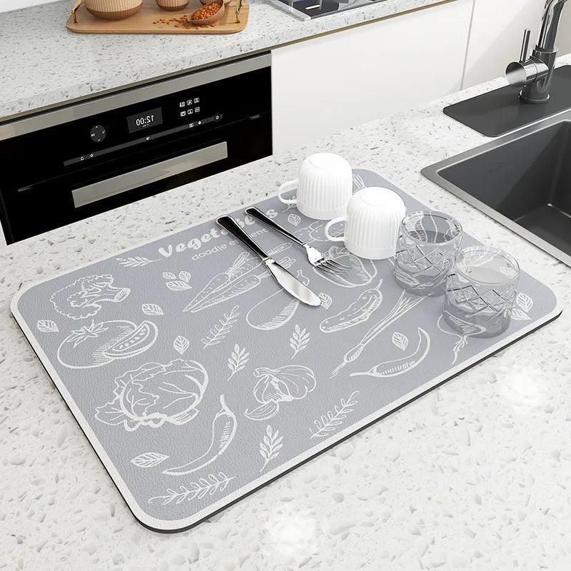 DripGuard Elegance: r Super Absorbent Draining Mat for Kitchen and Bathroom CHILLSTAR