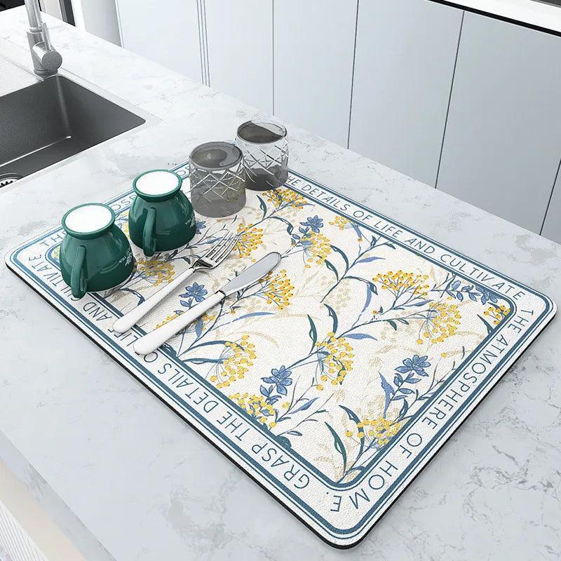 DripGuard Elegance: r Super Absorbent Draining Mat for Kitchen and Bathroom CHILLSTAR