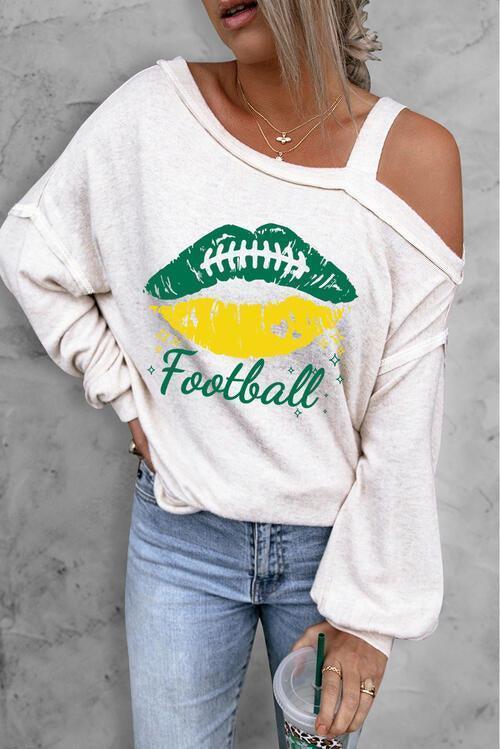 FOOTBALL Asymmetrical Neck Long Sleeve Top CHILLSTAR