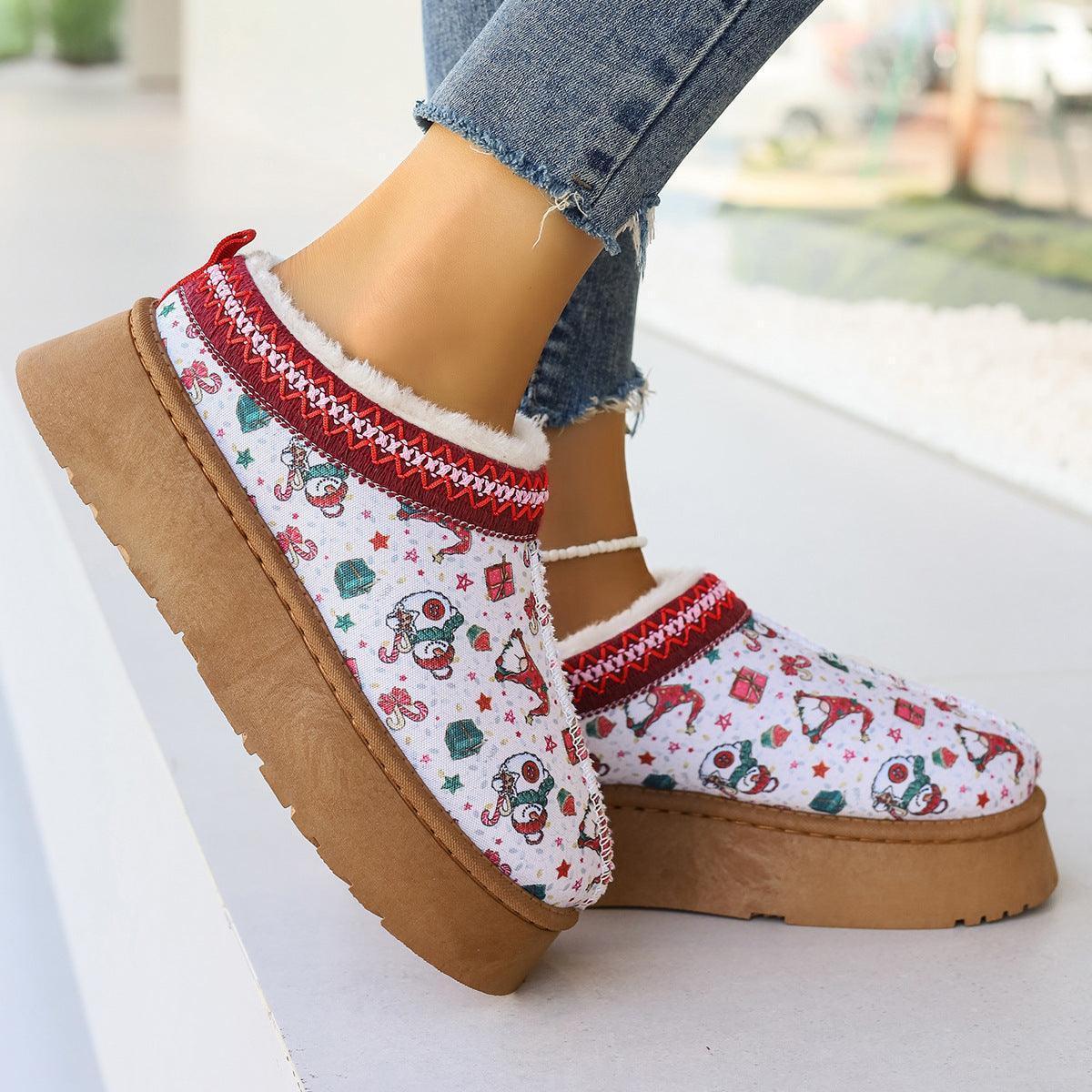 Festive Chic: Christmas Print Ankle Boots for Cozy Winter Comfort CHILLSTAR