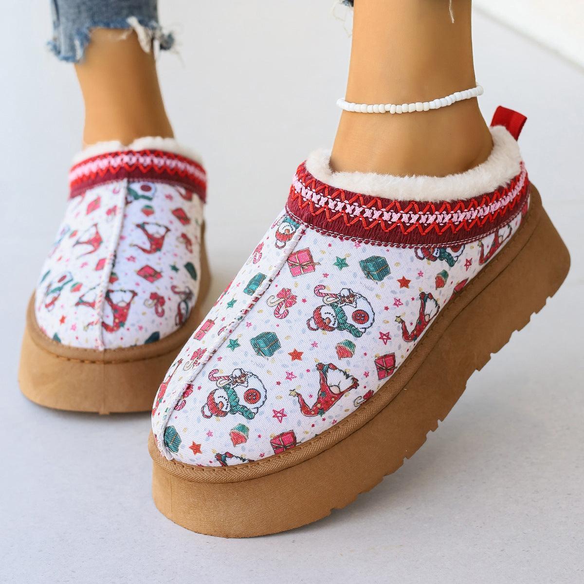 Festive Chic: Christmas Print Ankle Boots for Cozy Winter Comfort CHILLSTAR