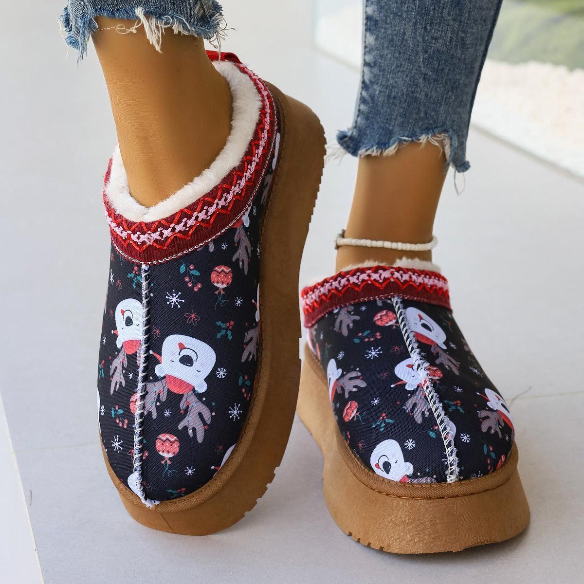 Festive Chic: Christmas Print Ankle Boots for Cozy Winter Comfort CHILLSTAR