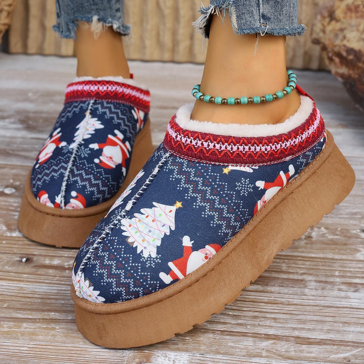 Festive Chic: Christmas Print Ankle Boots for Cozy Winter Comfort CHILLSTAR