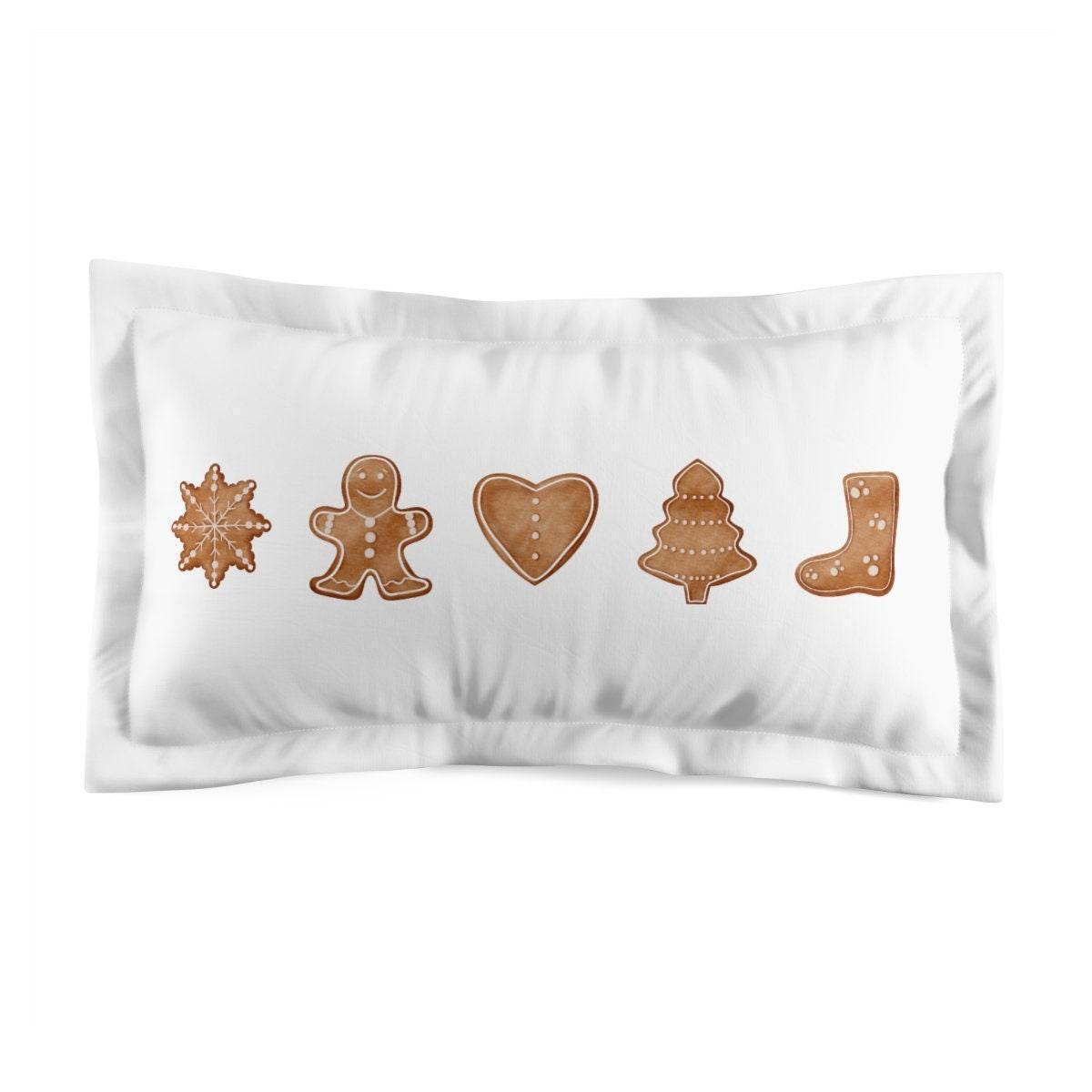 Gingerbread Christmas Microfiber Pillow Sham- Winter Theme Bedding-Gingerbread Decor- Holiday Pillow for Bedroom-Gingerbread Christmas Decor CHILLSTAR