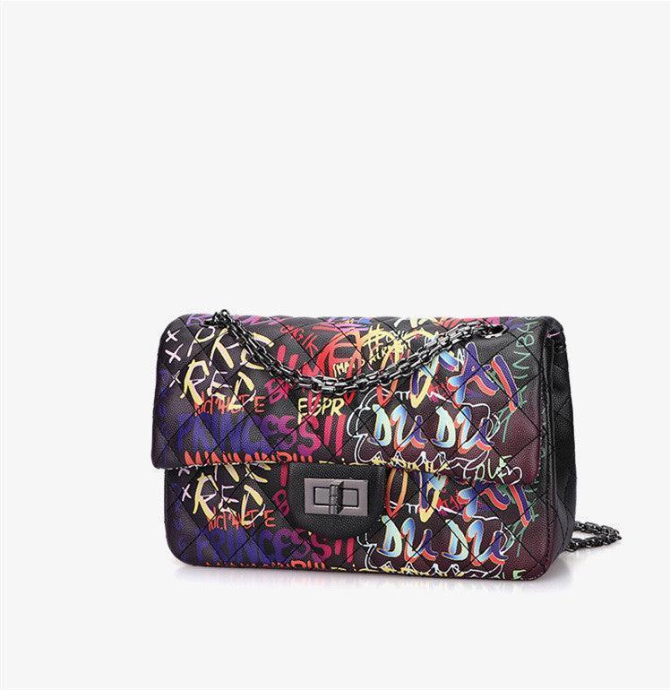 Graffiti Chic: Unleash Street-Style Sophistication with our Alphabet Rhombus Chain Bag CHILLSTAR