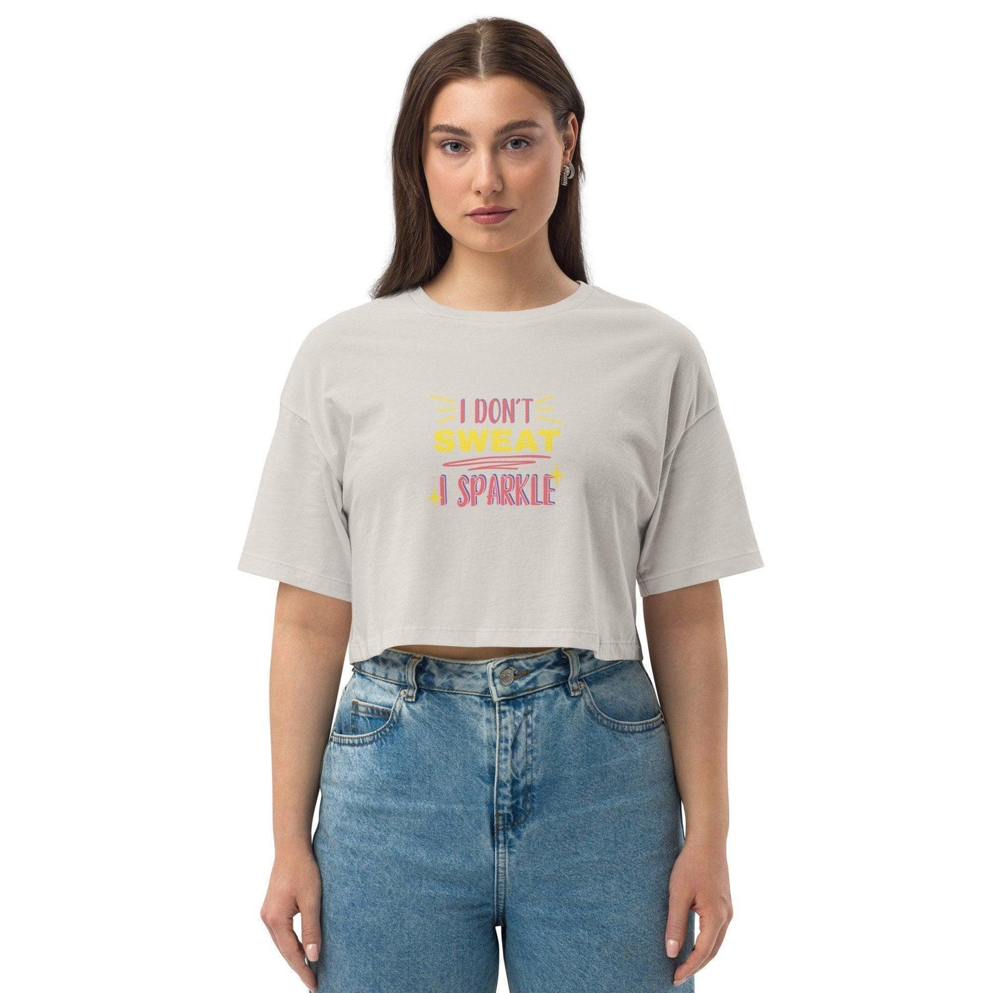 I Don't Sweat I Sparkle Loose Drop Shoulder Crop Top CHILLSTAR