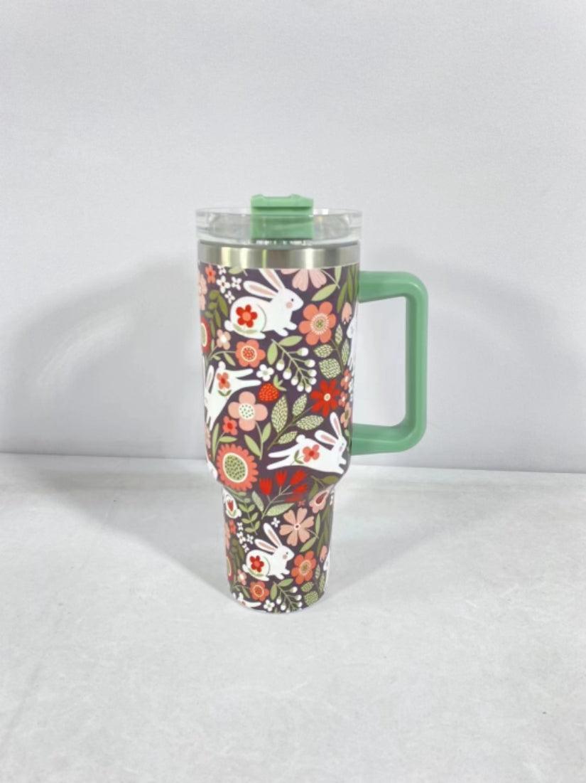 Joyful Jingles: Festive Stainless Steel Christmas Tumbler with Handle, Lid, and Straw - Perfect for Car Travel and Cozy Coffee Moments CHILLSTAR