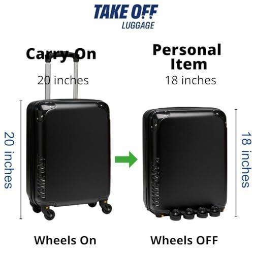 Luggage 18 Inch Personal Item Removable Wheels Suitcase 2.0 Converts from Carry-On into Under the Seat Luggage and fits Sizers 18x14x8 Inches CHILLSTAR