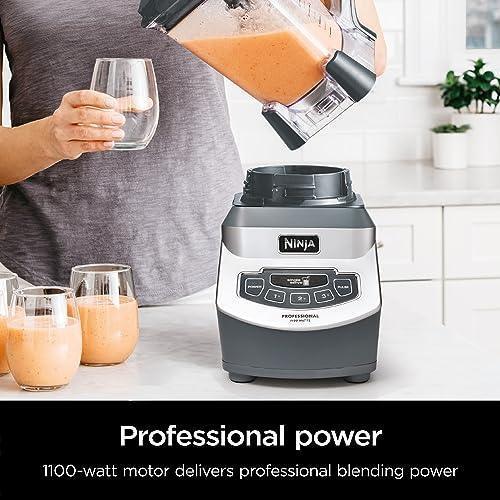 Ninja BL660 Professional Compact Smoothie & Food Processing Blender, 1100-Watts, 3 Functions -for Frozen Drinks, Smoothies, Sauces, & More, 72-oz.* Pitcher, (2) 16-oz. To-Go Cups & Spout Lids, Gray CHILLSTAR