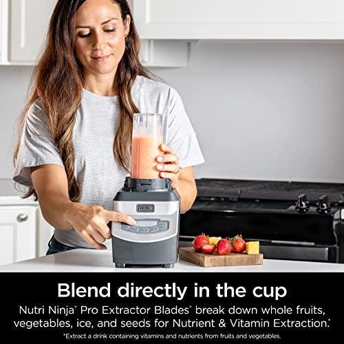 Ninja BL660 Professional Compact Smoothie & Food Processing Blender, 1100-Watts, 3 Functions -for Frozen Drinks, Smoothies, Sauces, & More, 72-oz.* Pitcher, (2) 16-oz. To-Go Cups & Spout Lids, Gray CHILLSTAR