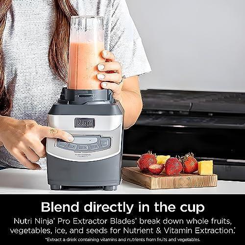 Ninja BL660 Professional Compact Smoothie & Food Processing Blender, 1100-Watts, 3 Functions -for Frozen Drinks, Smoothies, Sauces, & More, 72-oz.* Pitcher, (2) 16-oz. To-Go Cups & Spout Lids, Gray CHILLSTAR