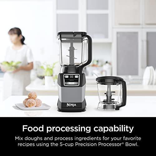 Ninja Compact Kitchen System, 1200W, 3 Functions for Smoothies, Dough & Frozen Drinks with Auto-IQ, 72-oz.* Blender Pitcher, 40-oz. Processor Bowl & 18-oz. Single-Serve Cup, Grey CHILLSTAR