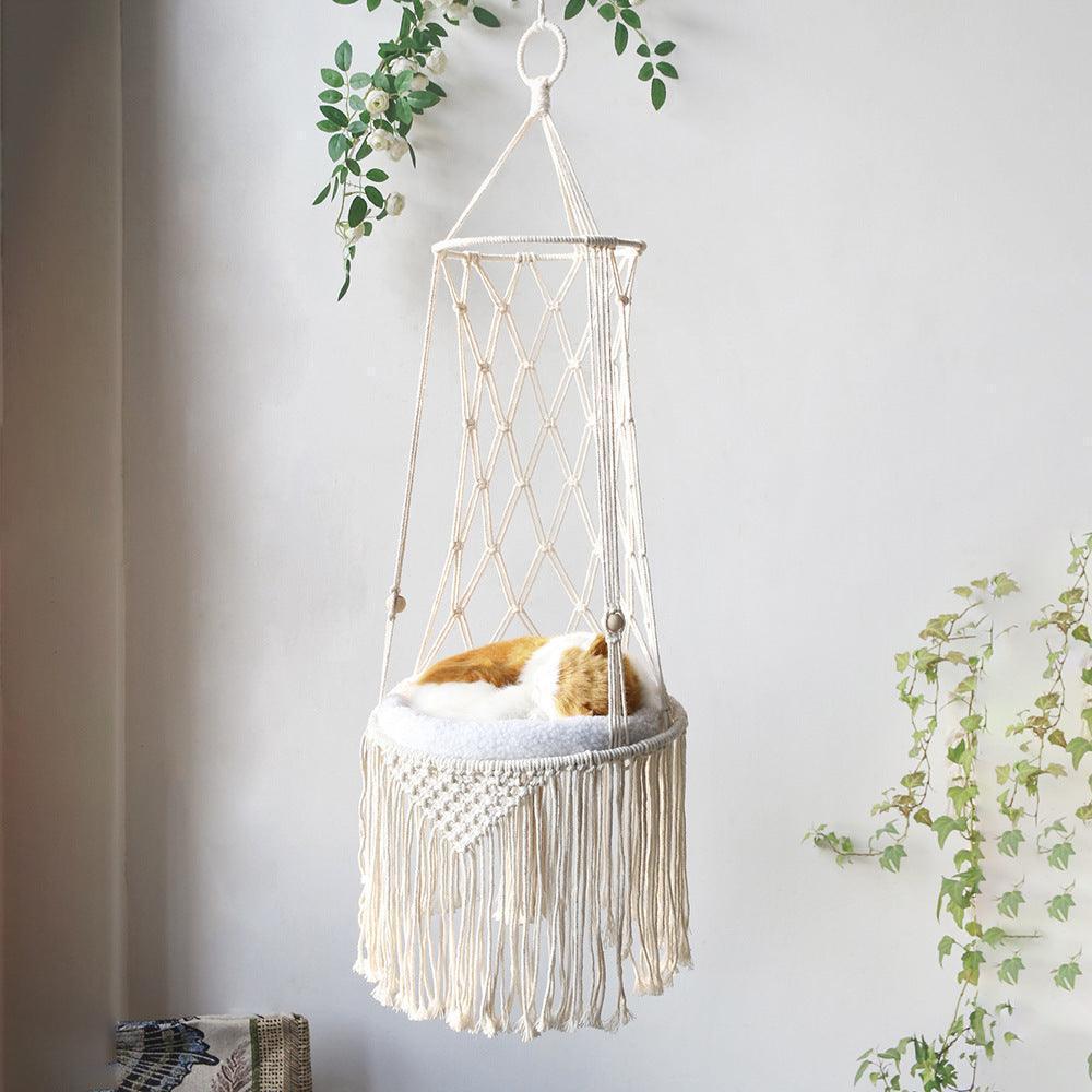 Purr-fect Relaxation: Macrame Cat Hammock Wall Hanging CHILLSTAR