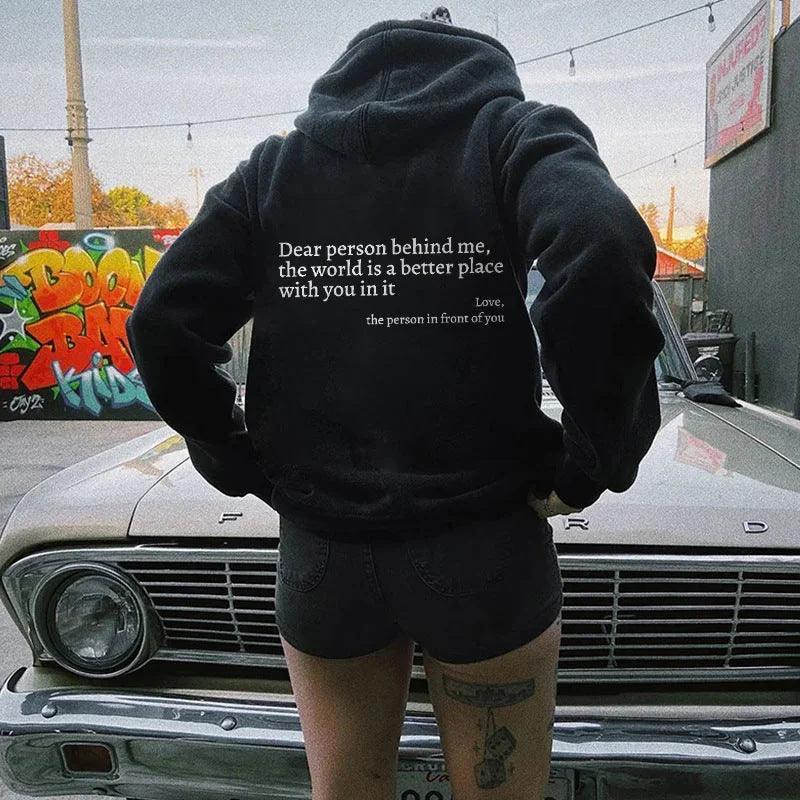 Radiate Love: 'Dear Person Behind Me' Unisex Hoodies for Joyful Connection and Comfort CHILLSTAR