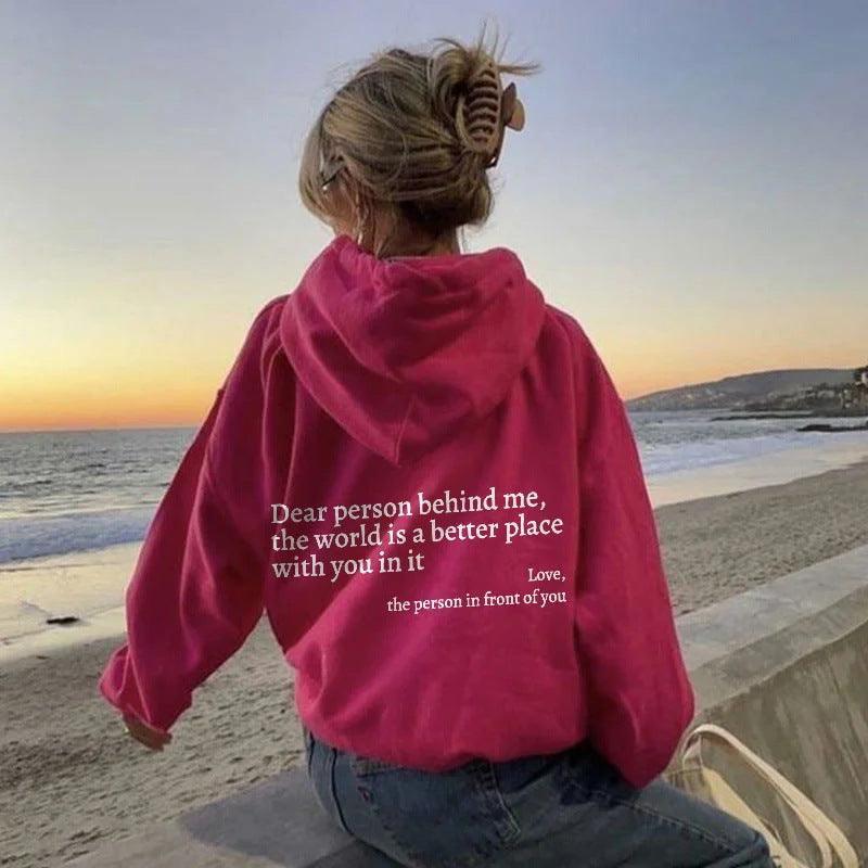 Radiate Love: 'Dear Person Behind Me' Unisex Hoodies for Joyful Connection and Comfort CHILLSTAR