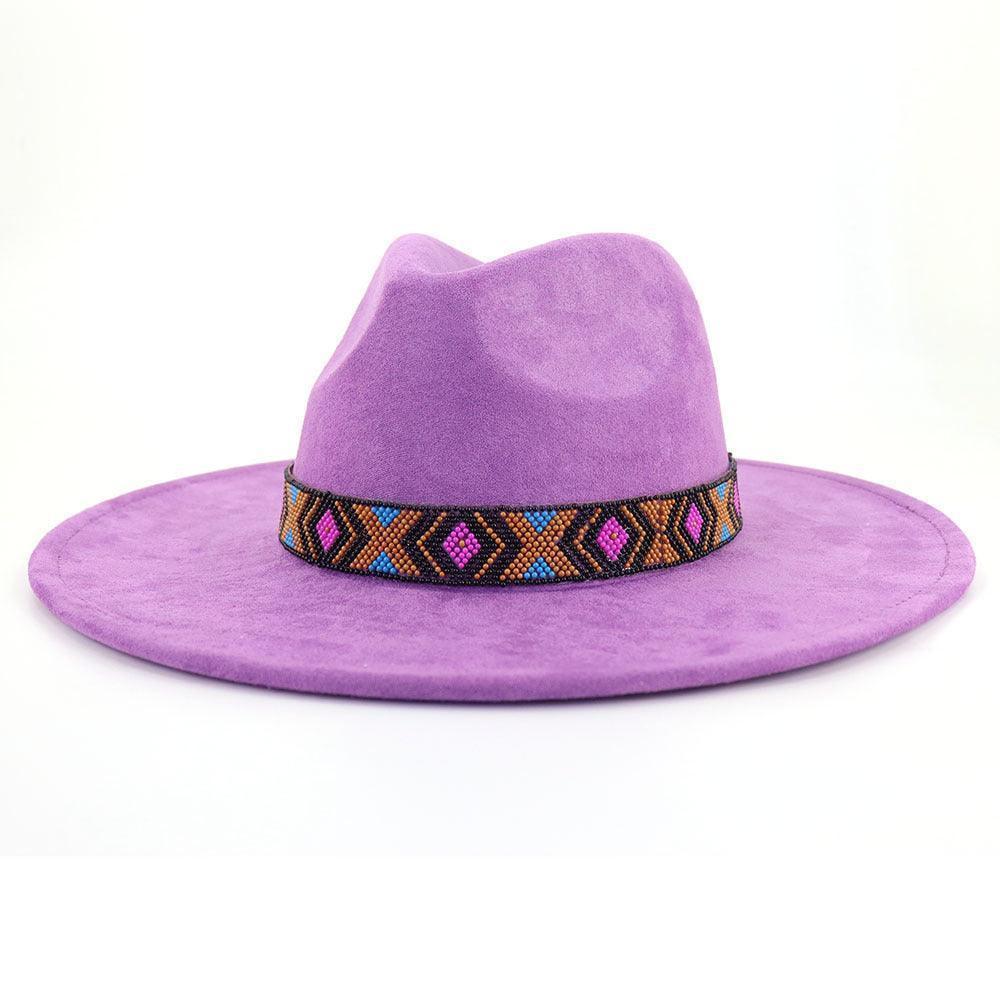 Suede Serenity: Bohemian Chic with a Large Brim- Flat Top Hat CHILLSTAR