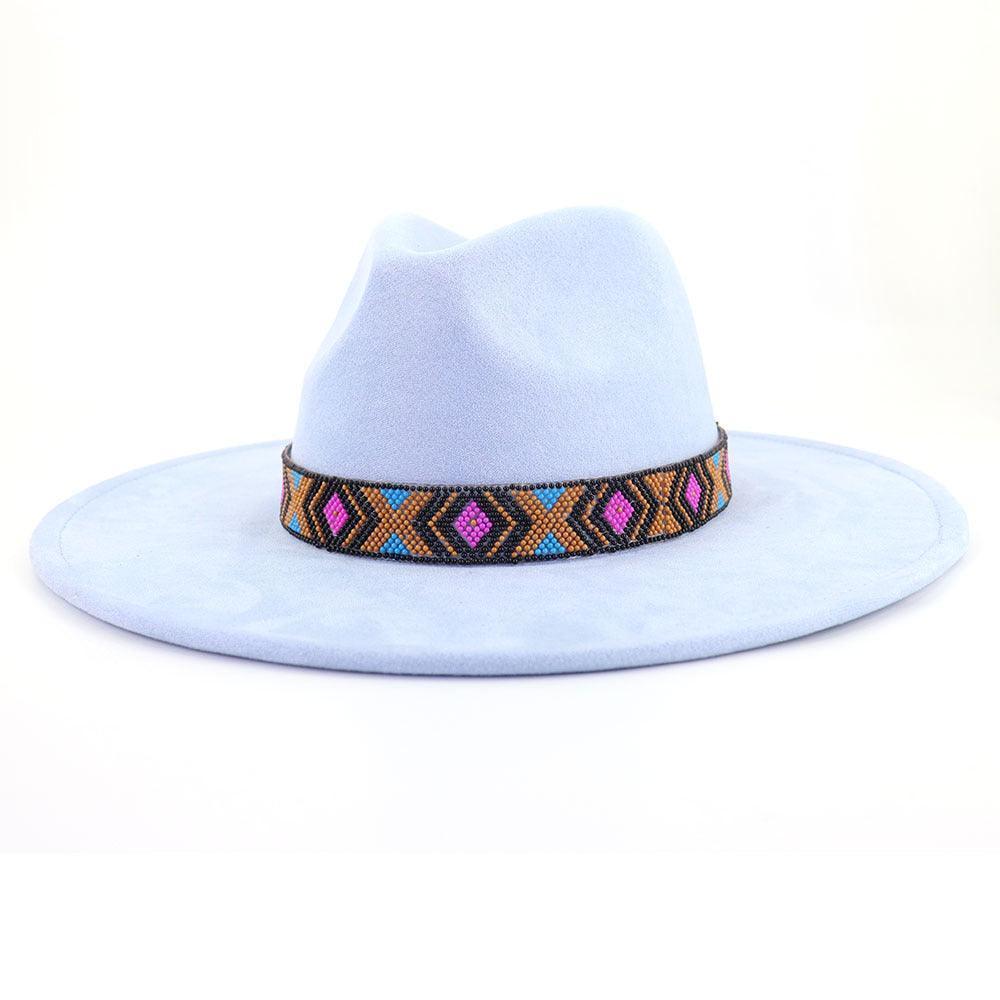 Suede Serenity: Bohemian Chic with a Large Brim- Flat Top Hat CHILLSTAR