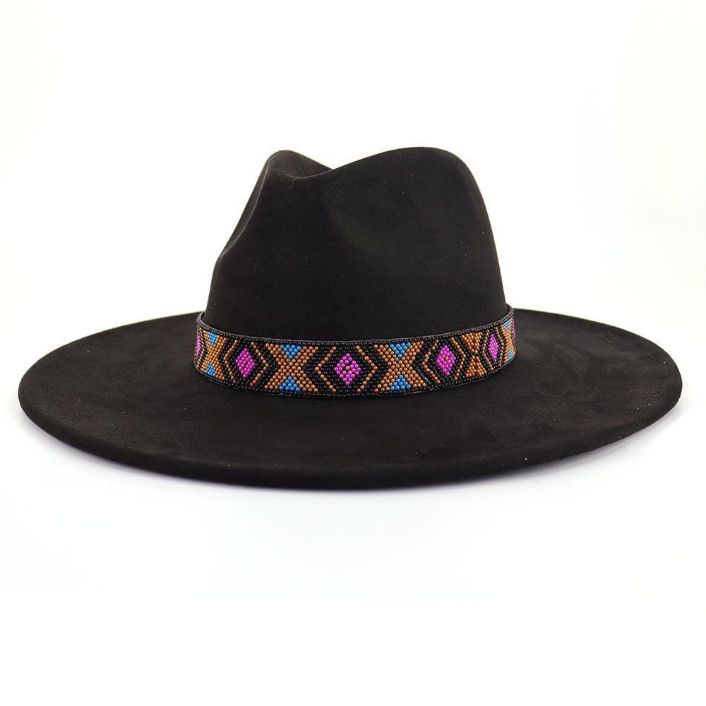 Suede Serenity: Bohemian Chic with a Large Brim- Flat Top Hat CHILLSTAR