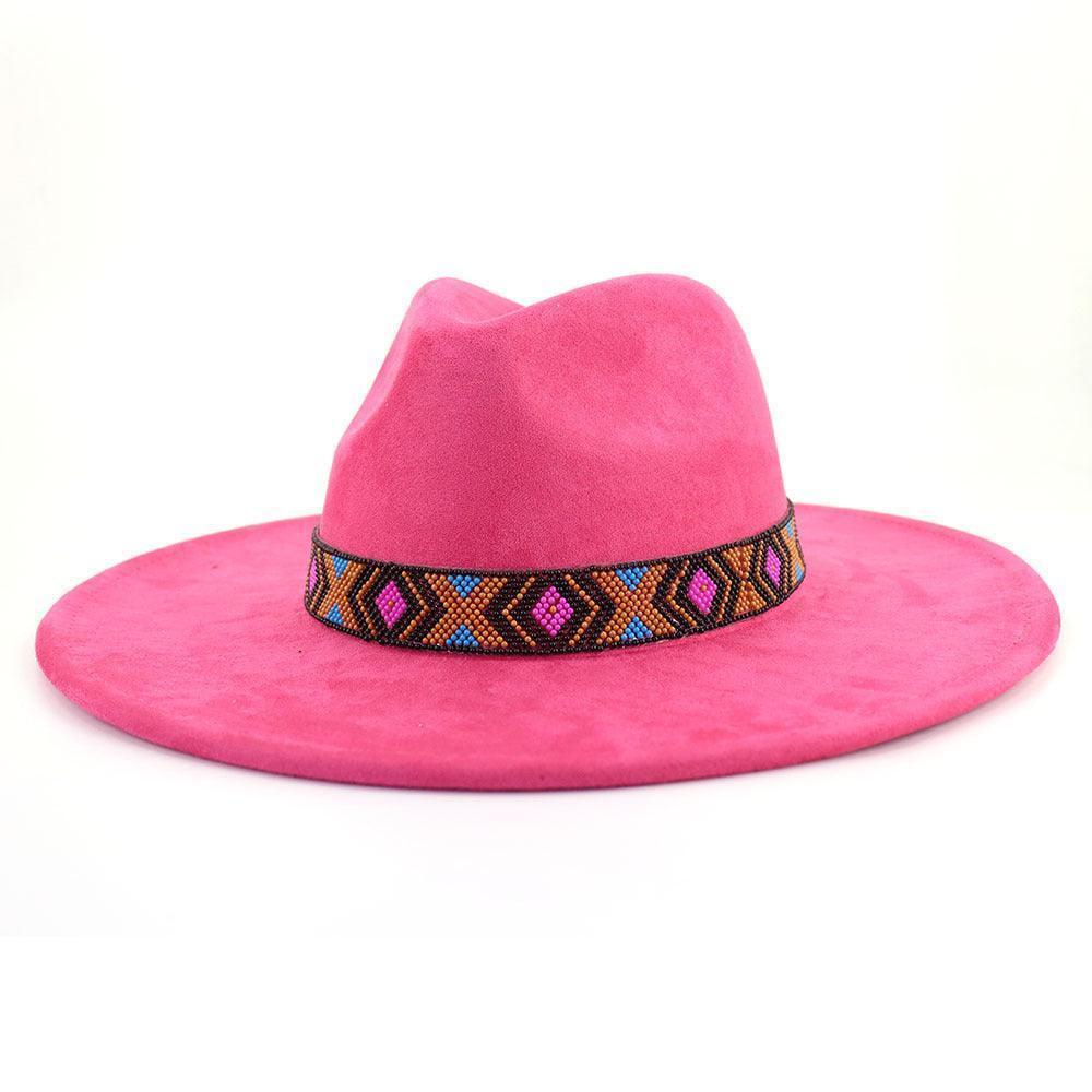 Suede Serenity: Bohemian Chic with a Large Brim- Flat Top Hat CHILLSTAR