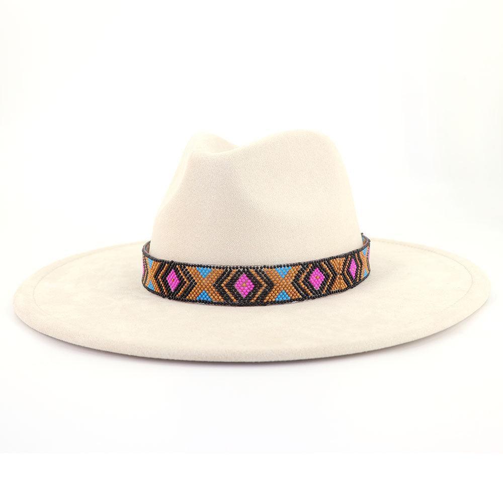 Suede Serenity: Bohemian Chic with a Large Brim- Flat Top Hat CHILLSTAR