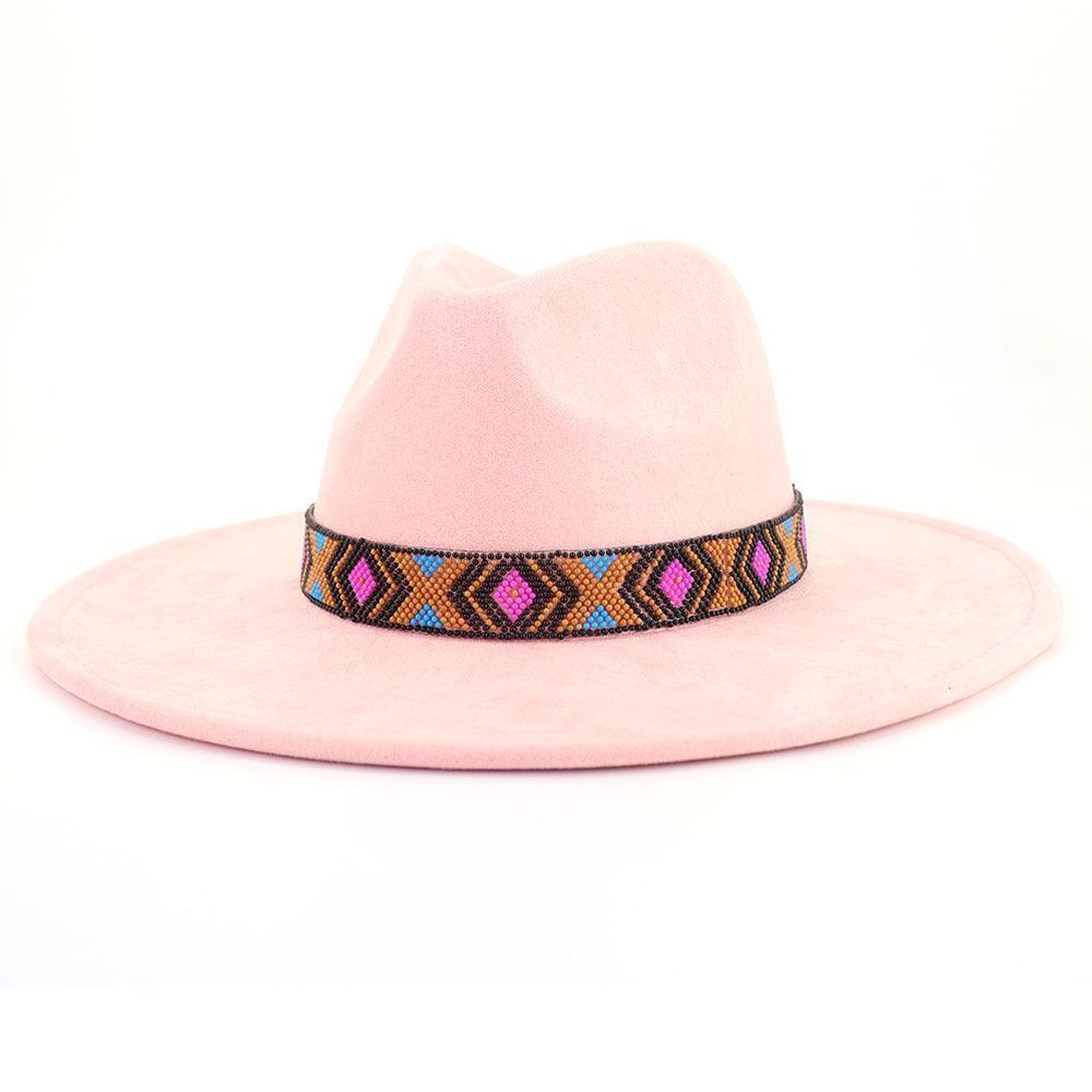 Suede Serenity: Bohemian Chic with a Large Brim- Flat Top Hat CHILLSTAR