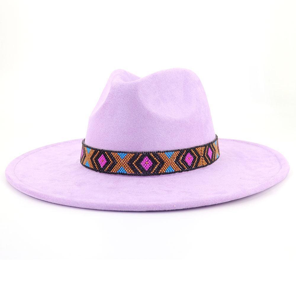 Suede Serenity: Bohemian Chic with a Large Brim- Flat Top Hat CHILLSTAR