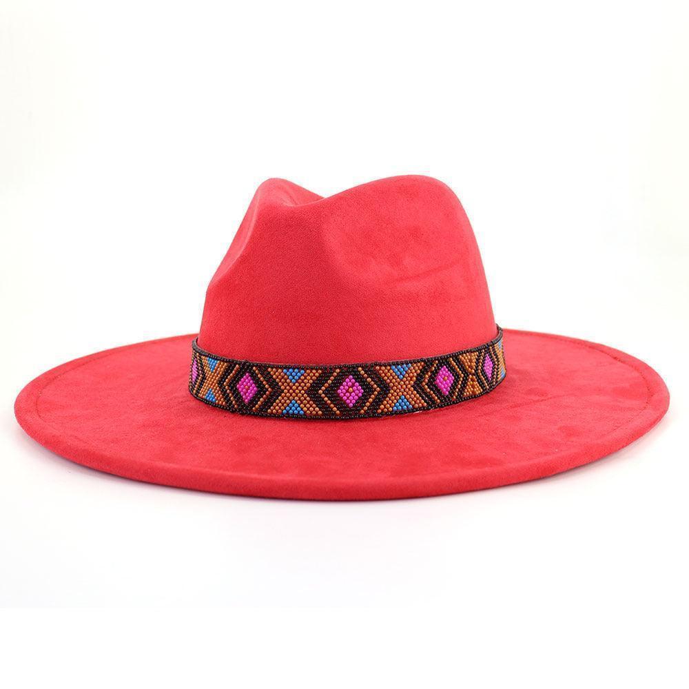 Suede Serenity: Bohemian Chic with a Large Brim- Flat Top Hat CHILLSTAR