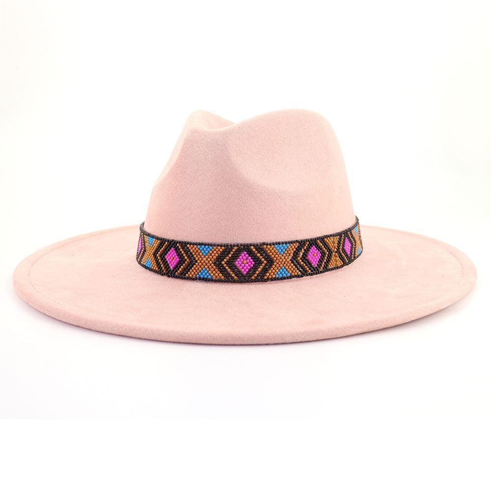 Suede Serenity: Bohemian Chic with a Large Brim- Flat Top Hat CHILLSTAR