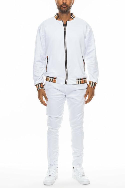 Urban Edge: Checkered Detail Men's Track Jacket Set CHILLSTAR