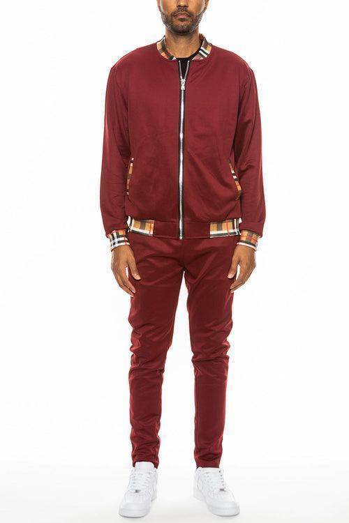 Urban Edge: Checkered Detail Men's Track Jacket Set CHILLSTAR